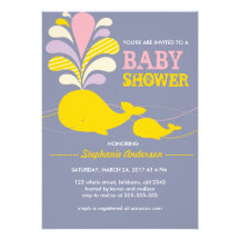 Custom whale baby shower invitation