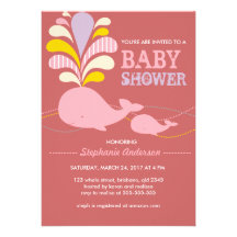 Custom whale baby shower invitation