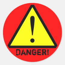 Custom Yellow, Red & Black  Warning Symbol Sticker
