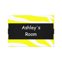 Custom Yellow Zebra Wrapped Canvas Canvas Print