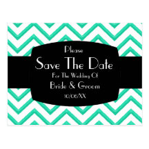 Customisable Chevron Mint Green (Wedding) Postcards