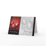 Customisable Christmas Card Template - Red Baubles