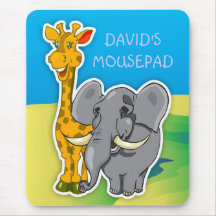 Customisez la girafe d'éléphant de jungle de Mouse Tapis De Souris
