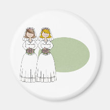Customizable 2 Brides Wedding Tees and Gifts Refrigerator Magnets