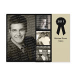 Customizable 4-photo Black and Beige Grad Card