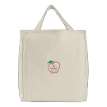 Customizable Apple Tote Bag - Teacher Gift embroidered bags