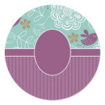 Customizable Aqua Floral with Birds Card (7) Sticker