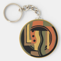 Customizable Art Deco Geometric Circle Abstract Keychain