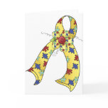 Customizable Autism Ribbon wifh Flower Greeting Cards