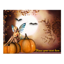 customizable Autumn Halloween Fairy postcard