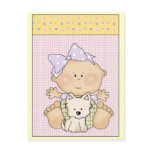 Customizable Baby Girl with Puppy Post Card