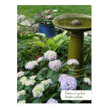 Customizable Birdbath & English Garden Postcard