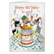 Customizable Birthday Card - Cats' Birthday Party