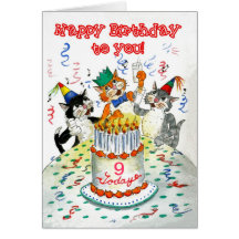 Customizable Birthday Card - Cats' Birthday Party