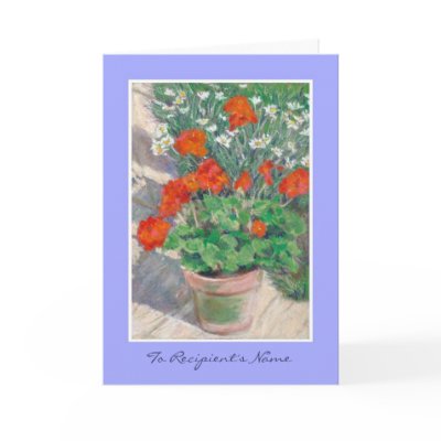 Customizable Birthday Card - Red Geraniums by helikettle