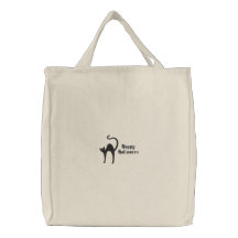 Customizable Black Cat Embroidered Shirt Embroidered Bags