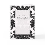 Customizable Black Damask Wedding Program Folded Greeting Cards