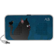 Customizable: Blackbird & fat black cat Laptop Speaker