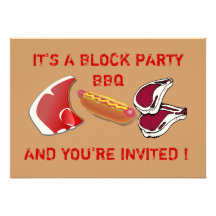 Customizable BLOCK PARTY BBQ invitations