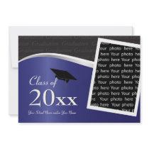Customizable Blue and Black Graduation Invitation