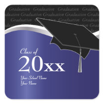 Customizable Blue and Black Graduation Sticker