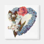 Customizable Blue Floral Heart Magnet