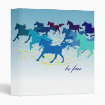 Customizable: Blue horses 3 Ring Binders