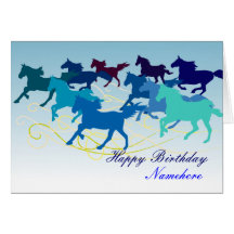 Customizable: Blue horses Greeting Card