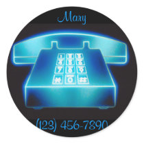 Customizable Blue Phone Round Stickers