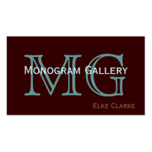 Customizable Brown Aqua Monogram Business Card