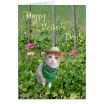 Customizable Cat Lover Mother's Day Gardener Greeting Card