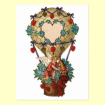 Customizable Cherub in Hot Air Balloon postcards