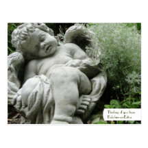 Customizable Cupid in an English Garden Postcard