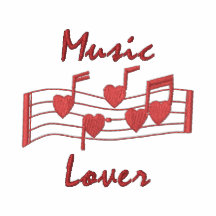 Customizable Embroidered Heart Music Notes