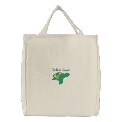 Customizable Emrboidered Multi Colour Turtle Totes by naturetees