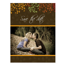 Customizable Fall Save the Date Wedding Invitation Post Card