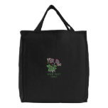 Customizable floral embroidered canvas tote bag