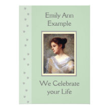 Customizable Floral Funeral / Wake / Memorial Personalized Invite
