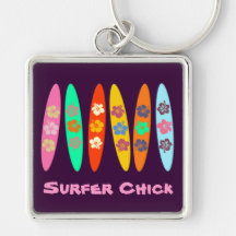 Customizable Flowered Surfboards Key Chain