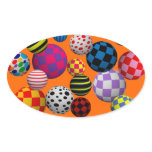 Customizable Fun & Colorful Balls Oval Stickers