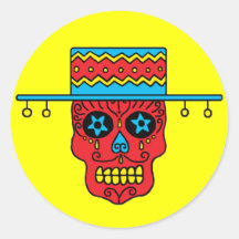 Customizable Gaucho Sugar Skull Round Stickers
