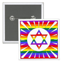 Customizable Gay Pride Rainbow Star of David Pin