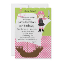 Customizable Girl Pirate Ship Birthday Party Personalized Invitation