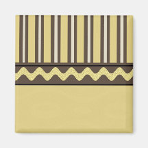 Customizable Gold and Brown Stripe Magnets