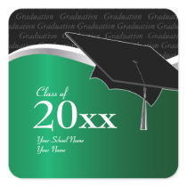 Customizable Green and Black Graduation Sticker