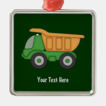 Customizable Green Truck Christmas Tree Ornaments