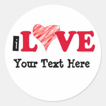 Customizable I Love Stickers