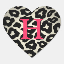 Customizable Leopard Heart Heart Stickers