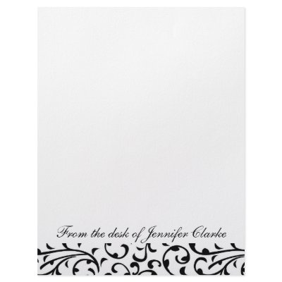 Customizable Letterhead Black and White Damask by DamaskGallery