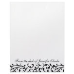 Customizable Letterhead Black and White Damask